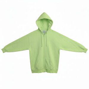 TNA Aritzia Cozy AF Hoodie Size 2 or S/M Fleece Lime Green Oversized Full Zip up